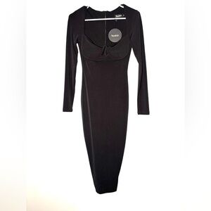 NOOKIE flirt long sleeve midi black dress size M NEW